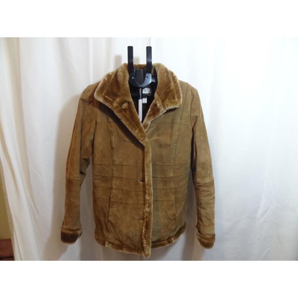 Alfani Outwear Women's Genuine Leather Faux Fur Shearling Coat Jacket and Gloves